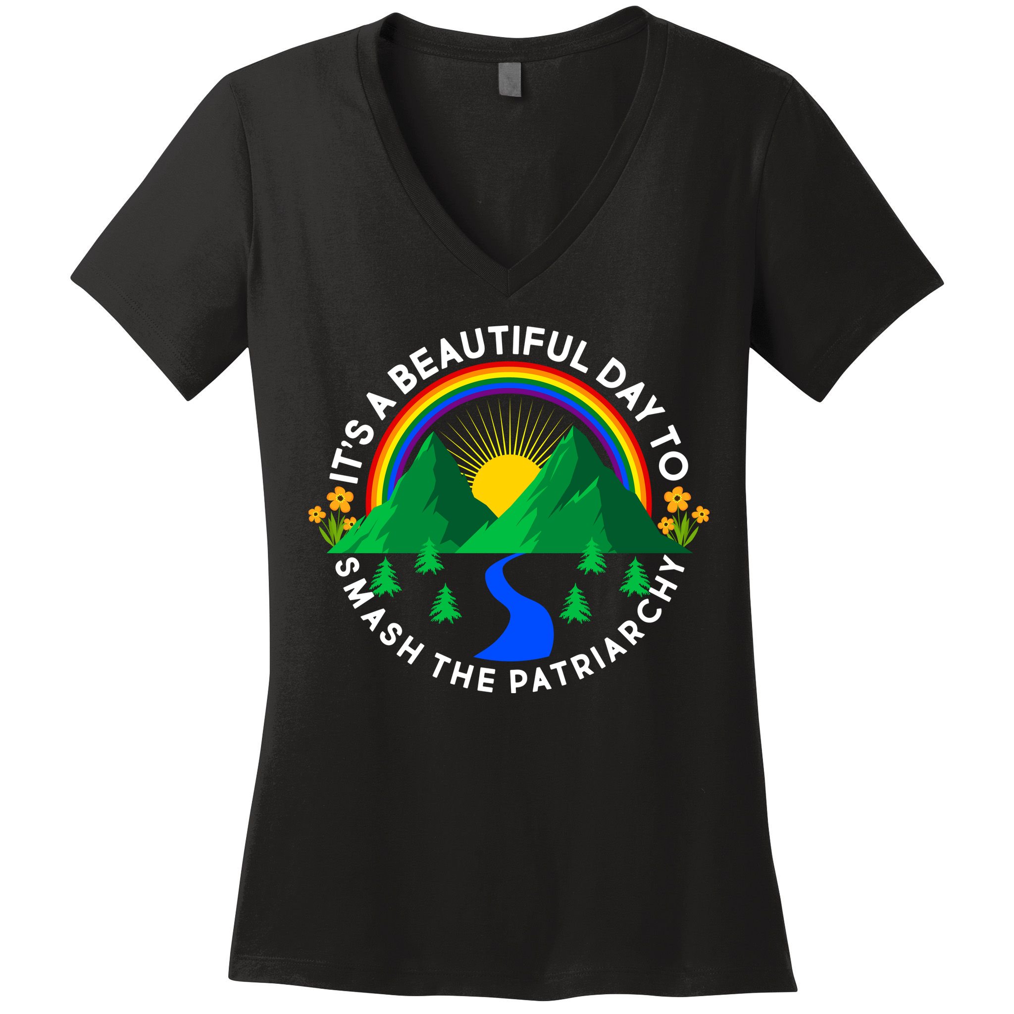 It's A Beautiful Day To Smash The Patriarchy Women's V-Neck T-Shirt