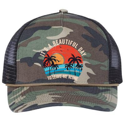 ItS A Beautiful Day To Leave Me Alone Funny Anti Social Retro Rope Trucker Hat Cap