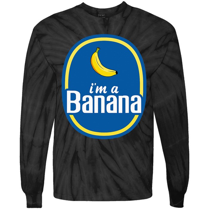 I'm A Banana Costume Halloween Fruit Sticker Yellow Funny Tie-Dye Long Sleeve Shirt