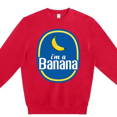 I'm A Banana Costume Halloween Fruit Sticker Yellow Funny Premium Crewneck Sweatshirt