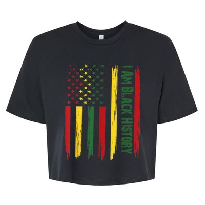 I Am Black History African American Flag Bella+Canvas Jersey Crop Tee