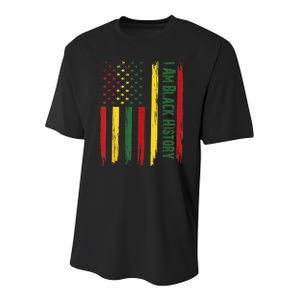 I Am Black History African American Flag Youth Performance Sprint T-Shirt