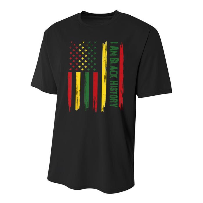 I Am Black History African American Flag Youth Performance Sprint T-Shirt