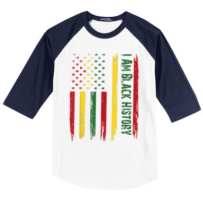 I Am Black History African American Flag Baseball Sleeve Shirt