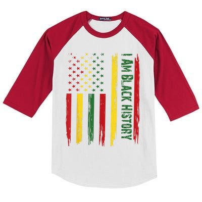 I Am Black History African American Flag Kids Colorblock Raglan Jersey