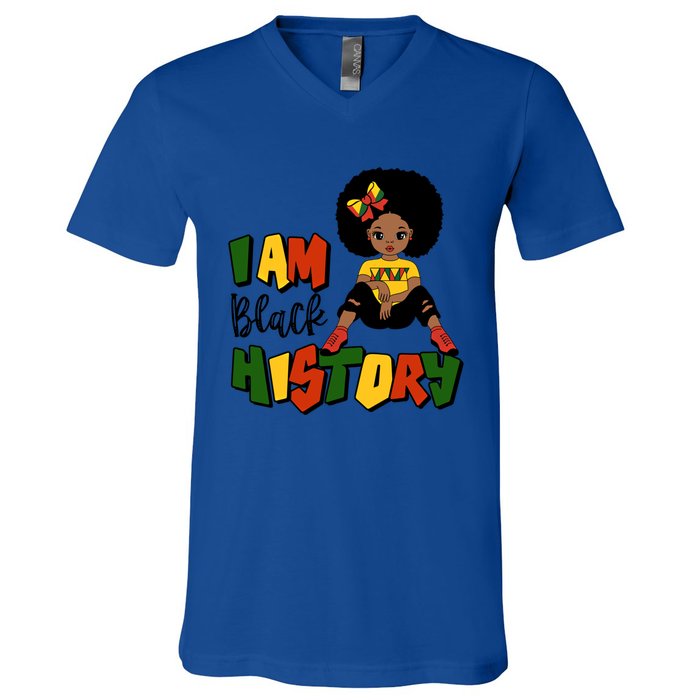 I Am Black History Month Black Melanin Gift V-Neck T-Shirt