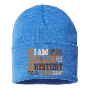 I Am Black History Melanin Diversity Juneteenth Black Gift Sustainable Knit Beanie