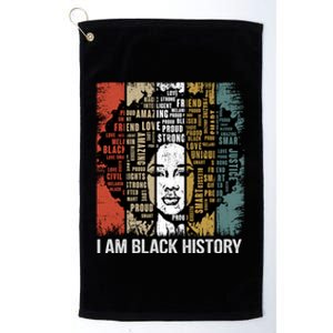 I Am Black History Month Proud African American Great Gift Platinum Collection Golf Towel