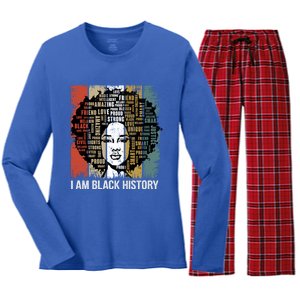 I Am Black History Month Proud African American Great Gift Women's Long Sleeve Flannel Pajama Set 