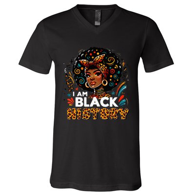 I Am Black History African American Black Pride Black V-Neck T-Shirt