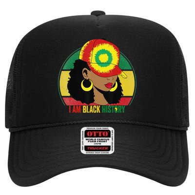 I Am Black Woman Melanin Africa Pride History BHM High Crown Mesh Back Trucker Hat