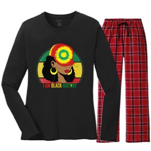 I Am Black Woman Melanin Africa Pride History BHM Women's Long Sleeve Flannel Pajama Set 