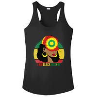 I Am Black Woman Melanin Africa Pride History BHM Ladies PosiCharge Competitor Racerback Tank