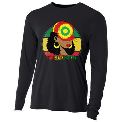 I Am Black Woman Melanin Africa Pride History BHM Cooling Performance Long Sleeve Crew