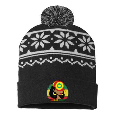 I Am Black Woman Melanin Africa Pride History BHM USA-Made Snowflake Beanie