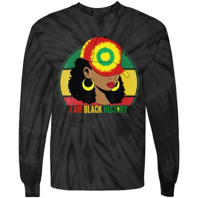 I Am Black Woman Melanin Africa Pride History BHM Tie-Dye Long Sleeve Shirt