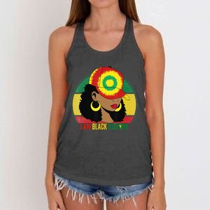 I Am Black Woman Melanin Africa Pride History BHM Women's Knotted Racerback Tank