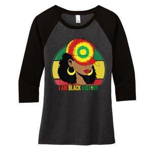 I Am Black Woman Melanin Africa Pride History BHM Women's Tri-Blend 3/4-Sleeve Raglan Shirt