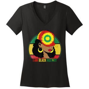 I Am Black Woman Melanin Africa Pride History BHM Women's V-Neck T-Shirt