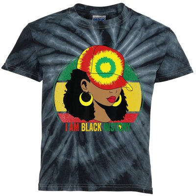 I Am Black Woman Melanin Africa Pride History BHM Kids Tie-Dye T-Shirt