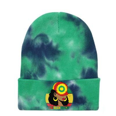 I Am Black Woman Melanin Africa Pride History BHM Tie Dye 12in Knit Beanie