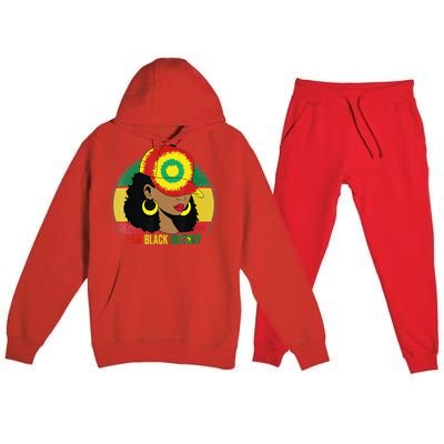 I Am Black Woman Melanin Africa Pride History BHM Premium Hooded Sweatsuit Set