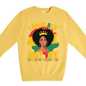 I Am Black History African Girl Black History Month Premium Crewneck Sweatshirt