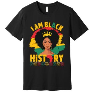 I Am Black History African Girl Black History Month Premium T-Shirt