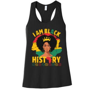 I Am Black History African Girl Black History Month Women's Racerback Tank