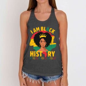 I Am Black History African Girl Black History Month Women's Knotted Racerback Tank