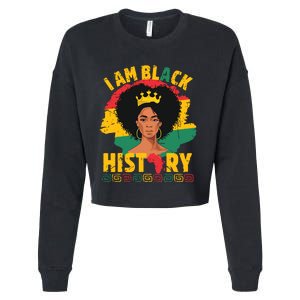 I Am Black History African Girl Black History Month Cropped Pullover Crew