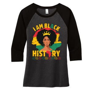 I Am Black History African Girl Black History Month Women's Tri-Blend 3/4-Sleeve Raglan Shirt