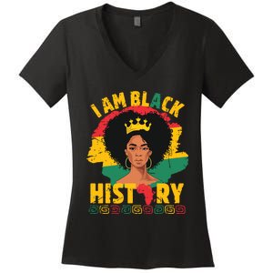 I Am Black History African Girl Black History Month Women's V-Neck T-Shirt