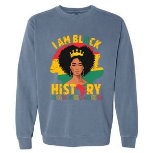 I Am Black History African Girl Black History Month Garment-Dyed Sweatshirt