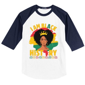 I Am Black History African Girl Black History Month Baseball Sleeve Shirt