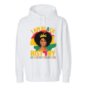 I Am Black History African Girl Black History Month Garment-Dyed Fleece Hoodie