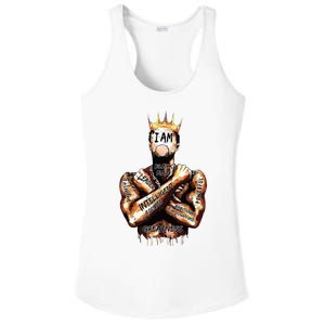 I Am Black Man King Powerful Dad Afro Melanin Black History Ladies PosiCharge Competitor Racerback Tank