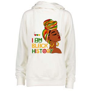 I Am Black History Month African American Womens Funnel Neck Pullover Hood