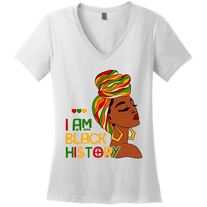 I Am Black History Month African American Women's V-Neck T-Shirt