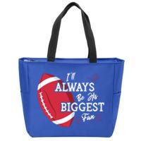 ILl Always Be His Biggest Fan Leopard Football Mom Sister Gift Zip Tote Bag