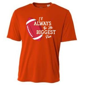 ILl Always Be His Biggest Fan Leopard Football Mom Sister Gift Cooling Performance Crew T-Shirt