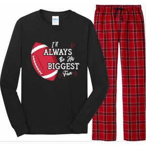 ILl Always Be His Biggest Fan Leopard Football Mom Sister Gift Long Sleeve Pajama Set