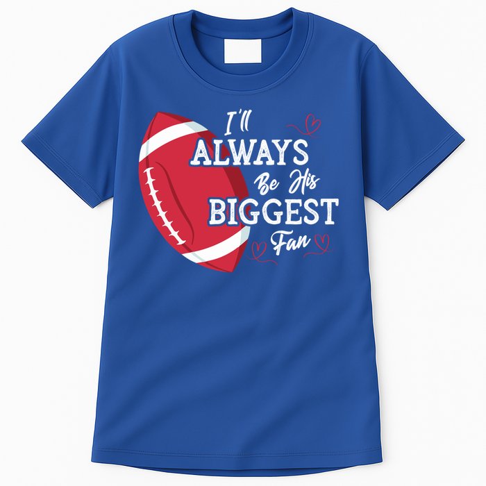 ILl Always Be His Biggest Fan Leopard Football Mom Sister Gift Tall T-Shirt