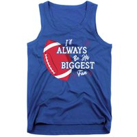 ILl Always Be His Biggest Fan Leopard Football Mom Sister Gift Tank Top