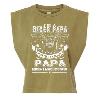 I'm A Biker Papa Funny Motorcycle Rider Grandpa Father's Da Garment-Dyed Women's Muscle Tee