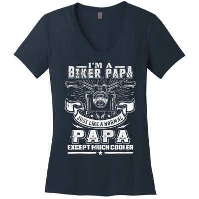 I'm A Biker Papa Funny Motorcycle Rider Grandpa Father's Da Women's V-Neck T-Shirt