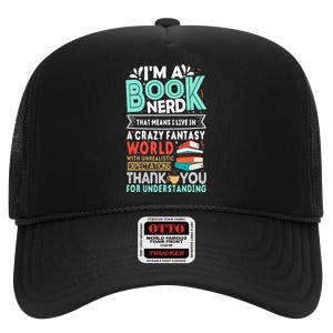 Im A Book Nerd Funny Reading Gifts For Book Lovers High Crown Mesh Back Trucker Hat