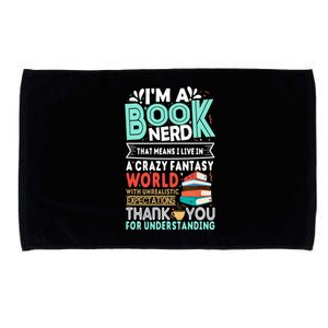 Im A Book Nerd Funny Reading Gifts For Book Lovers Microfiber Hand Towel