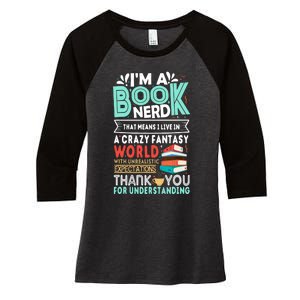 Im A Book Nerd Funny Reading Gifts For Book Lovers Women's Tri-Blend 3/4-Sleeve Raglan Shirt