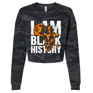 I Am Black History Month Melanin African Map Juneteenth Cool Gift Cropped Pullover Crew